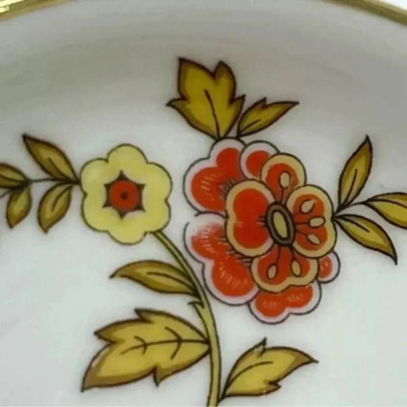 THOMAS BAVARIA Yellow & Orange Flowers w/ Gold Trim Porcelain Trinket Dish 3" - Picture 2 of 5